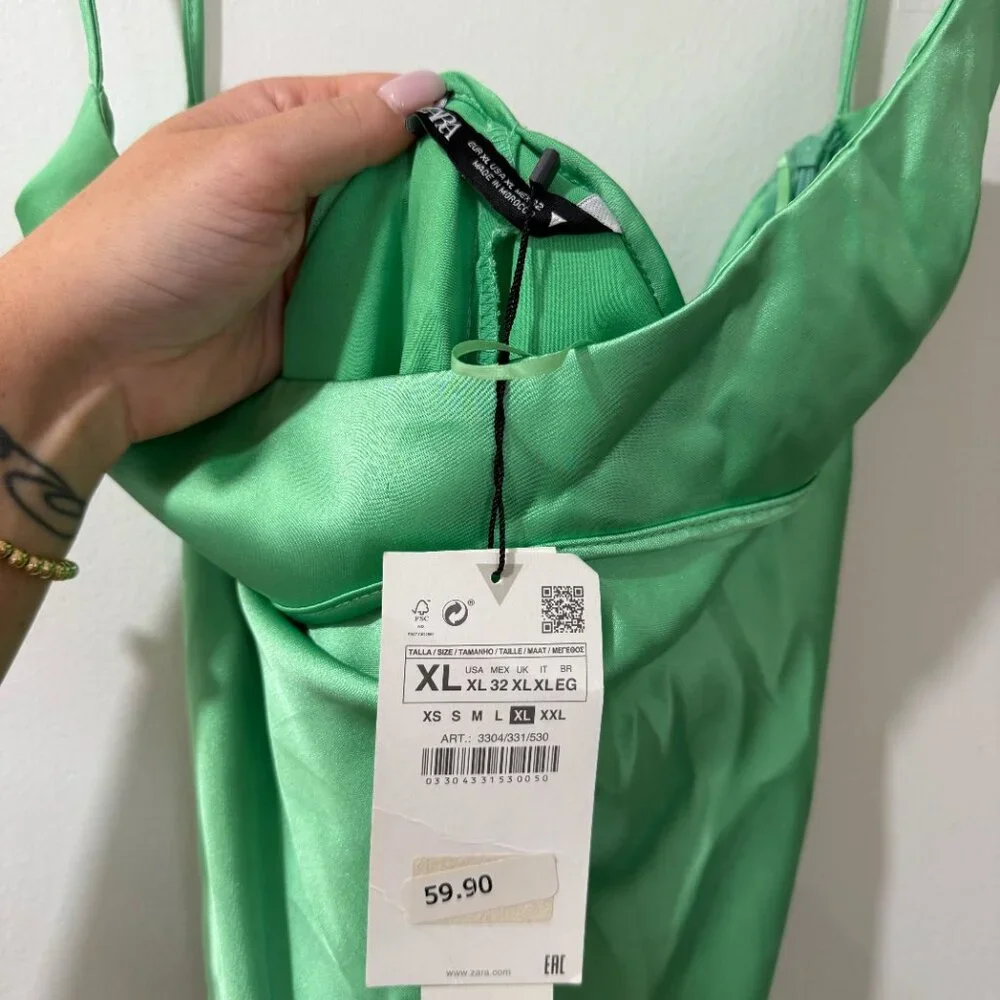 💚 ZARA Satin Slip Dress – Bloggers’ Favorite – Brand New with Tags 💚 - Picture 4 of 12
